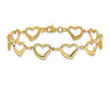 14K Yellow Gold  Heart Link Bracelet (7 inches) 