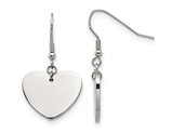 Stainless Steel Polished Dangle Heart Earrings