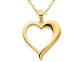 14K Yellow Gold Open Heart Pendant Necklace with Chain