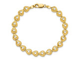 14K Yellow Gold Beaded Hearts Link Bracelet (7 inches) 