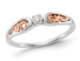 1/20 Carat (ctwI) Solitaire Diamond Promise Ring in 14K White and Rose Gold (SIZE 7)