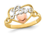 14K Yellow and Rose Gold Love Heart Ring (SIZE 6 )