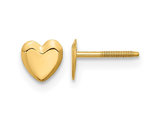 Small 14K Yellow Gold Heart Post Earrings with Screwbacks