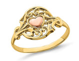 14K Yellow and Rose Filigree Gold Heart Ring (SIZE 7 )