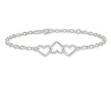 Sterling Silver Interlocking Heart Link Anklet (8 inches) 