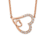 1/4 Carat (ctw SI1-SI2, H-I) Lab-Grown Diamond Heart Pendant Necklace in 14K Rose Pink Gold with Chain