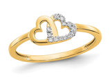 10K Yellow Gold Double Heart Promise Ring with Accent Diamonds (SIZE 7 )