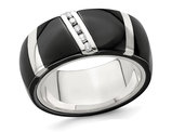 Men's Black Titanium Diamond Wedding Band Ring 1/10 Carat (ctw) (10mm)