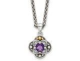1/2 Carat (ctw) Amethyst and Blue Topaz Pendant Necklace in Sterling Silver with Chain