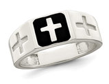 Mens Sterling Silver Enameled Cross Ring