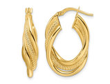 14K Yellow Gold Intertwined Oval Hoop Earrings