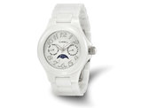 Ladies Chisel White Ceramic Dial Analog Watch with White Strap