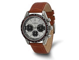 Chisel Stainless Steel Grey Dial Chronograph Watch with Leather Band