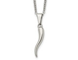 Italian Horn Pendant Necklace in Stainless Steel with Chain (22 Inches)