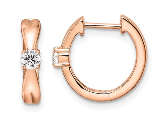 1/5 Carat (ctw SI1-SI2, G-H-I) Lab-Grown Diamond Hoop Earrings in 14K Rose Pink Gold