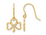 14K Yellow Gold Polished Clover Dangle Earrings
