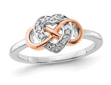 10K White and Rose Pink Gold Infinity Heart Ring with Diamonds Accents (Size 7)