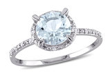 1.15 Carat (ctw) Aquamarine Ring with Diamonds in 10K White Gold