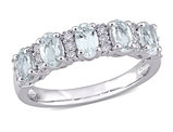 1.25 Carat (ctw) Aquamarine Semi-Eternity Ring in 14K White Gold