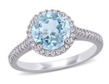 1.50 Carat (ctw) Aquamarine Engagement Ring with Diamonds in 14K White Gold