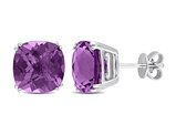 7.00 Carat (ctw) Amethyst Cushion-Cut Solitaire Earrings in 14K White Gold