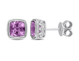 1.70 Carat (ctw) Amethyst Cushion-Cut Solitaire Earrings in Sterling Silver