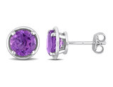 2.60 Carat (ctw) Amethyst Solitaire Stud Earrings in Sterling Silver