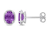 1.40 Carat (ctw) Amethyst Oval Stud Earrings in Sterling Silver