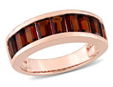 3.33 Carat (ctw) Baguettte Garnet Band Ring in Rose Plated Silver