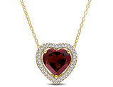 3.85 Carat (ctw) Garnet Heart Pendant Necklace in Yellow Plated Sterling Silver with Chain