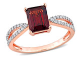 2.13 Carat (ctw) Octagon Garnet Ring in 14K Rose Pink Gold with Diamonds