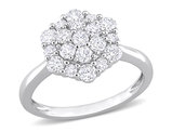 1.00 Carat (ctw G-H, I2-I3) Diamond Cluster Engagement Ring in 10K White Gold