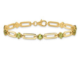 3.60 Carat (ctw) Peridot Paperclip Chain Bracelet in Yellow Sterling Silver (7.5 Inches)