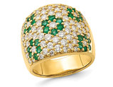 1.13 Carat (ctw) Emerald Band Cocktail Ring in 18K Yellow Gold with Diamonds 7/8 Carat (ctw)