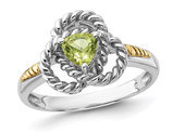 1/2 Carat (ctw) Trillian Cut Peridot Ring in Sterling Silver