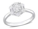 1.00 Carat (ctw G-H, I1-I2) Diamond Cluster Engagement Ring in 14K White Gold