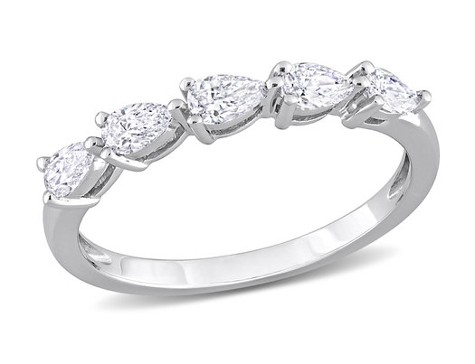 1/2 Carat (ctw G-H-I, I1-I2) Pear-Cut Diamond Semi-Eternity Wedding Band Ring in 14k White Gold
