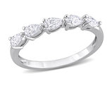 1/2 Carat (ctw G-H-I, I1-I2) Pear-Cut Diamond Semi-Eternity Wedding Band Ring in 14k White Gold