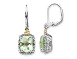 4.00 Carat (ctw) Cushion-Cut Green Quartz Dangle Earrings in Sterling Silver