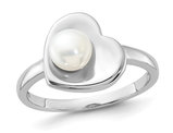 Sterling Silver Freshwater Cultured Pearl Heart Ring