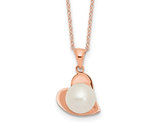 Rose Plated Sterling Silver Cultured Freshwater Pearl Pendant Necklace with Chain