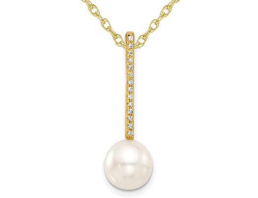 8-9mm Akoya Pearl Pendant Necklace in 14K Yellow Gold with Chain