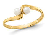 14K Yellow Gold Freshwater Cultured Button 2-Pearl Ring (SIZE 6)