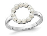 White Freshwater Cultured Pearl Circle Ring in Sterling Silver