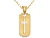 14K Yellow Gold Cut-Out Cross Pendant Necklace with Chain