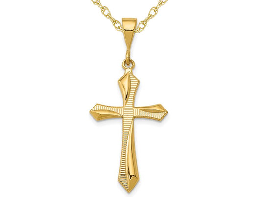 14K Yellow Gold Passion Cross Pendant Necklace with Chain 