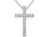 1/5 Carat (ctw) Diamond Latin Cross Pendant Necklace in 10K White Gold with Chain