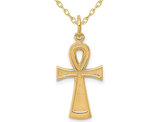 10K Yellow Gold Ankh Egyptian Cross Pendant Necklace with Chain