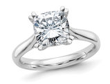 2.15 Carat (ctw G-H) Cushion-Cut Synthetic Moissanite Solitaire Engagement Ring 14K White Gold