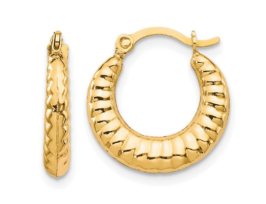 10K Yellow Gold Scalloped Hoop Earrings